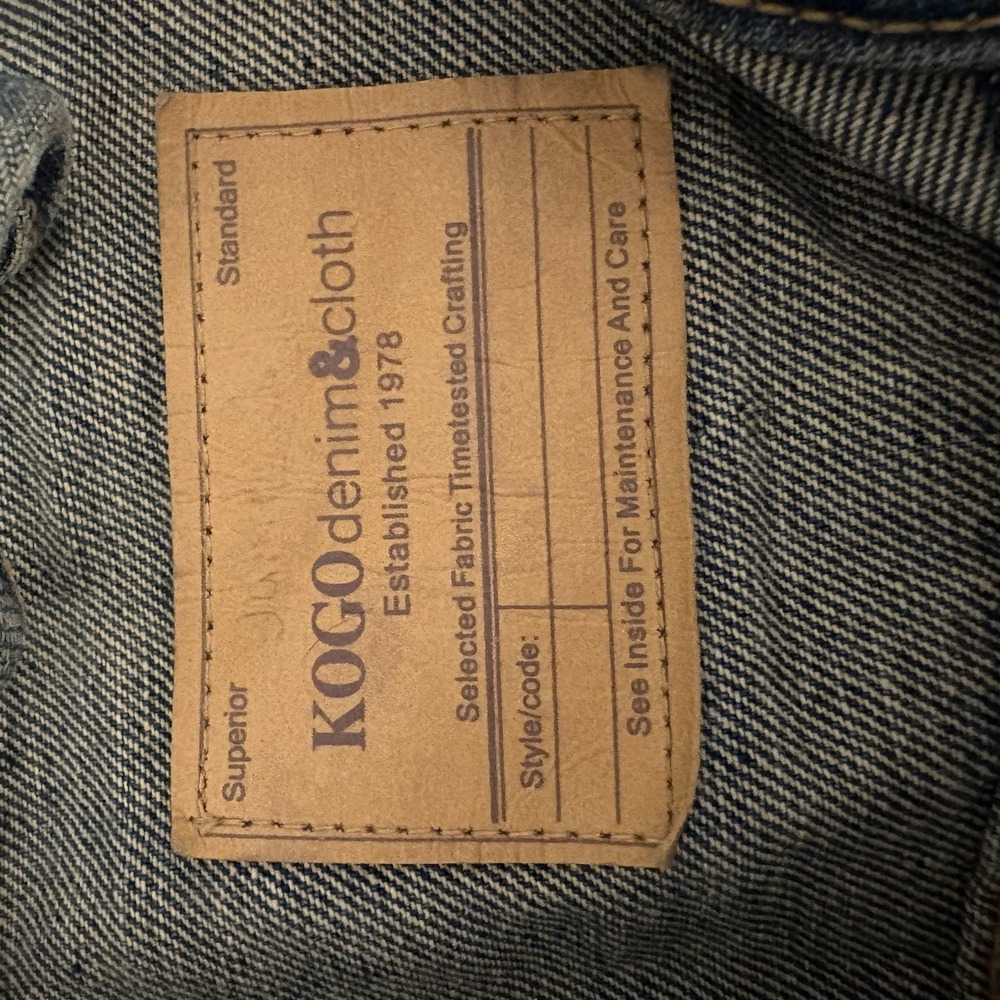 KOGOH Japanese Denim Trucker Jacket Heavy Wash Streetwear Distressed Grunge XS - Picture 3 of 5